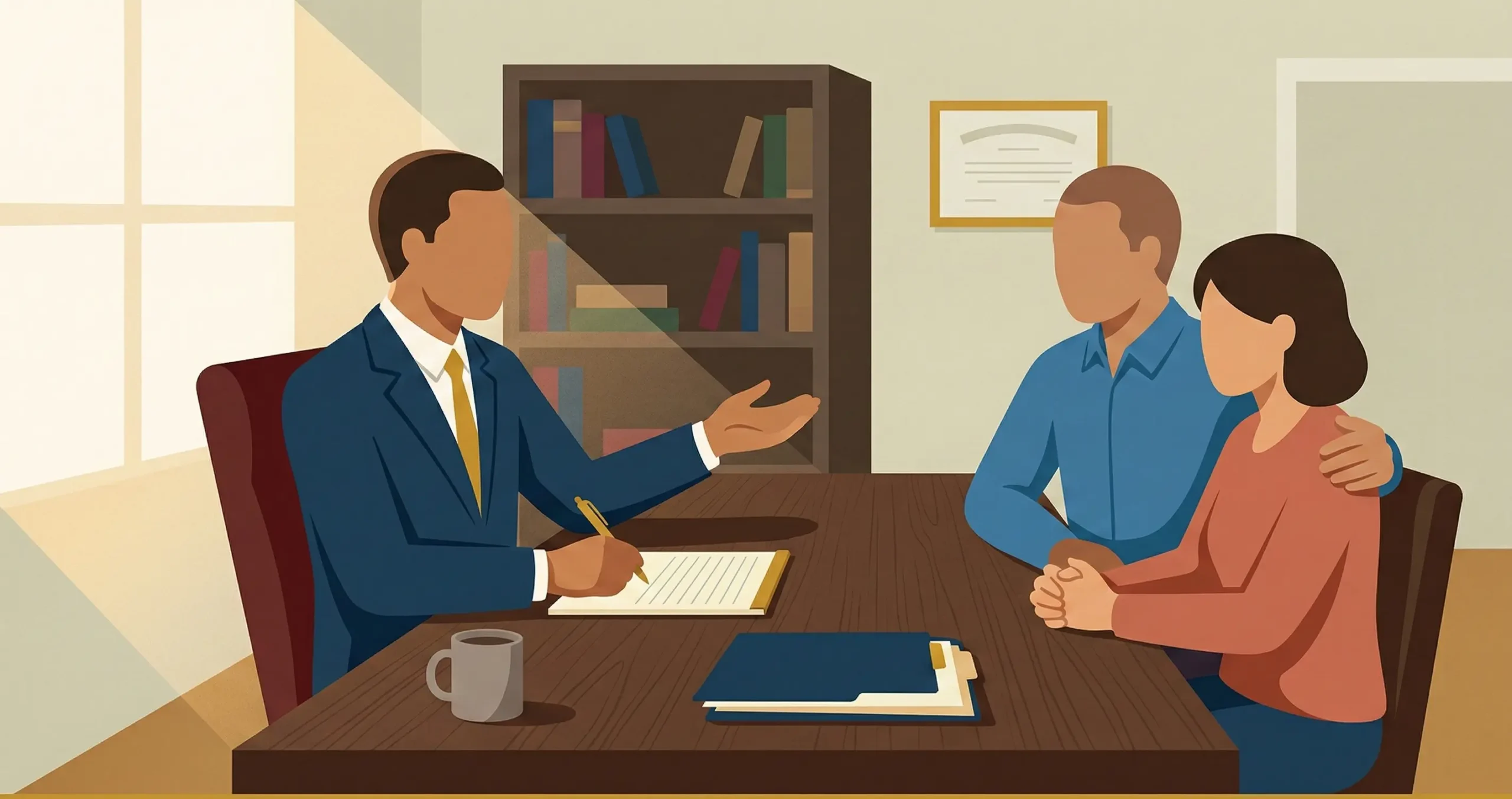 Medical malpractice attorney conducting a free case review consultation with a client at the Law Offices of Jorge L. Flores, P.A., in Miami, Florida.